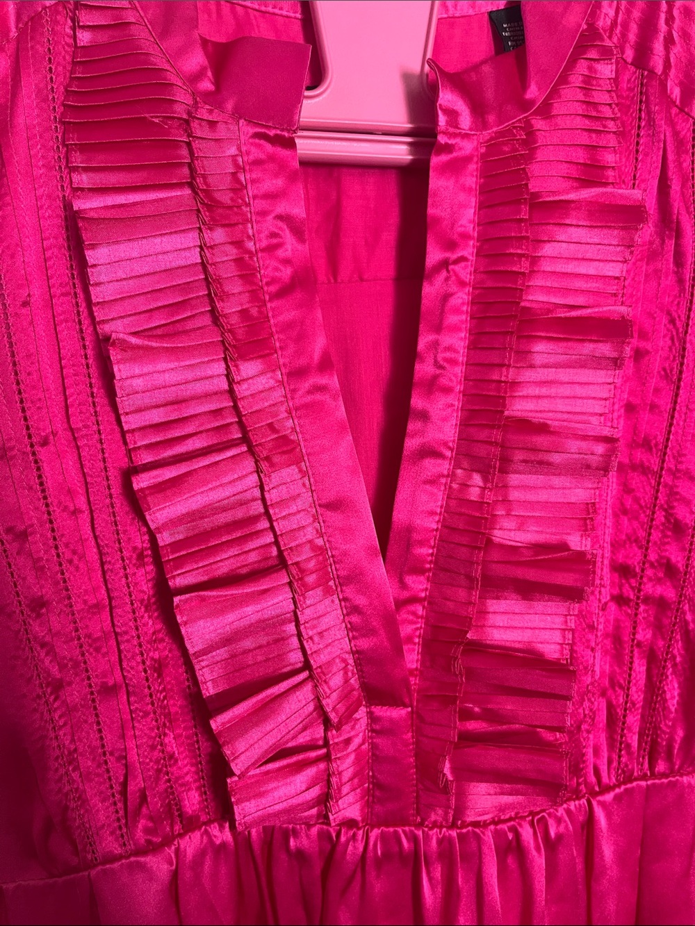 Ted Baker London Vibrant Pink Satin Ruffle Dress - Picture 3 of 6